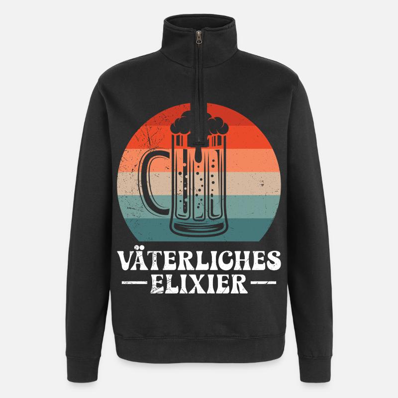 Vaterschaft VÄTERLICHES ELIXIER Lustiges - Quarter-Zip-Sweatshirt - Schwarz