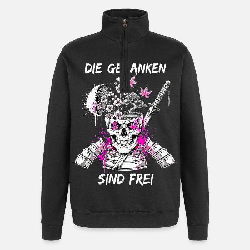 Warrior Skull Samurai - Quarter-Zip Sweatshirt - black