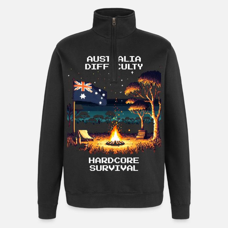 Australien: Hardcore-Survival | Outback - Quarter-Zip-Sweatshirt - Schwarz