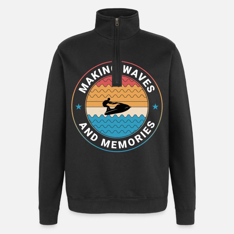 Rétro Sunset Wave Rider - Sweat à zip 1/4 - noir