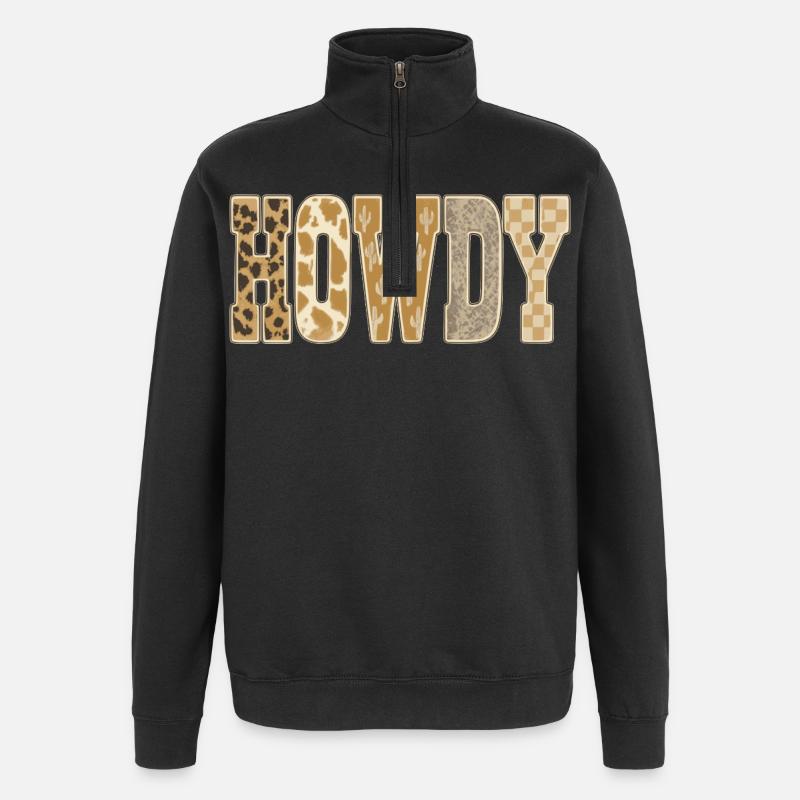 Howdy Desert Cactus motif cow-boy - Sweat à zip 1/4 - noir