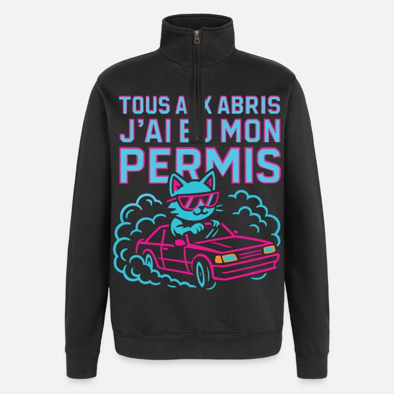 Fahrer Geschenk Führerschein - Quarter-Zip-Sweatshirt - Schwarz
