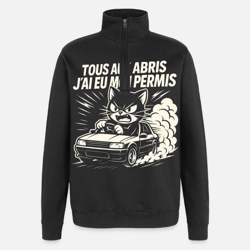 Fahrer Geschenk Führerschein - Quarter-Zip-Sweatshirt - Schwarz