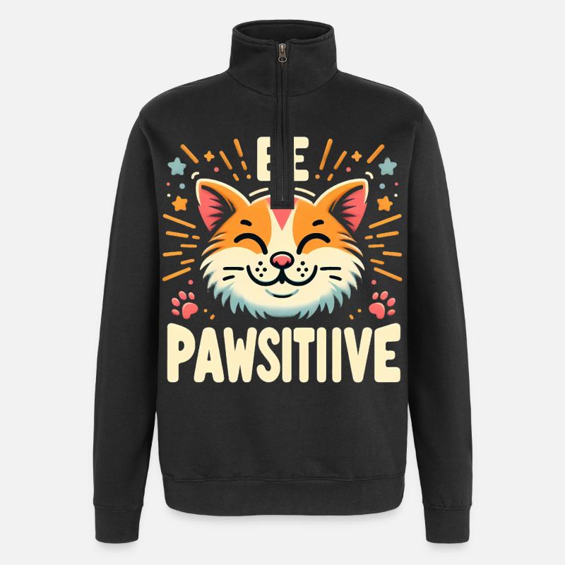Be pawsitive süße Katze - Quarter-Zip-Sweatshirt - Schwarz