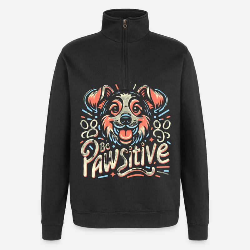 Be pawsitive cute dog - Quarter-Zip Sweatshirt - black