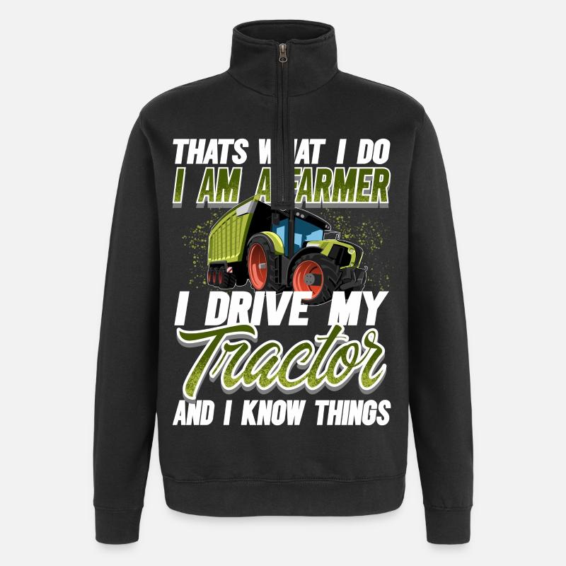 Tractor Farmer - Quarter-Zip Sweatshirt - black