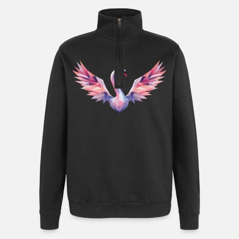 Geometrischer Schwan mit Farbverlauf - Quarter-Zip-Sweatshirt - Schwarz