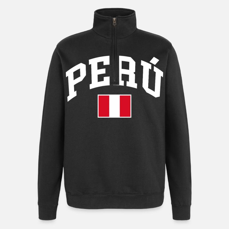 Peru Flagge - Quarter-Zip-Sweatshirt - Schwarz