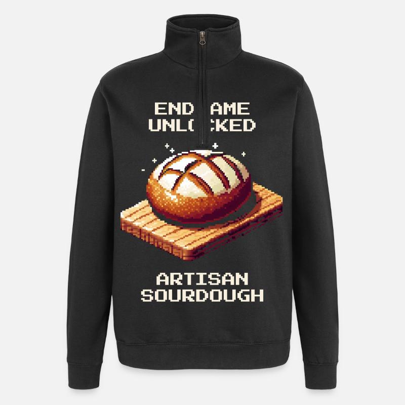 Endgame freigeschaltet | Sauerteig Handwerk - Quarter-Zip-Sweatshirt - Schwarz