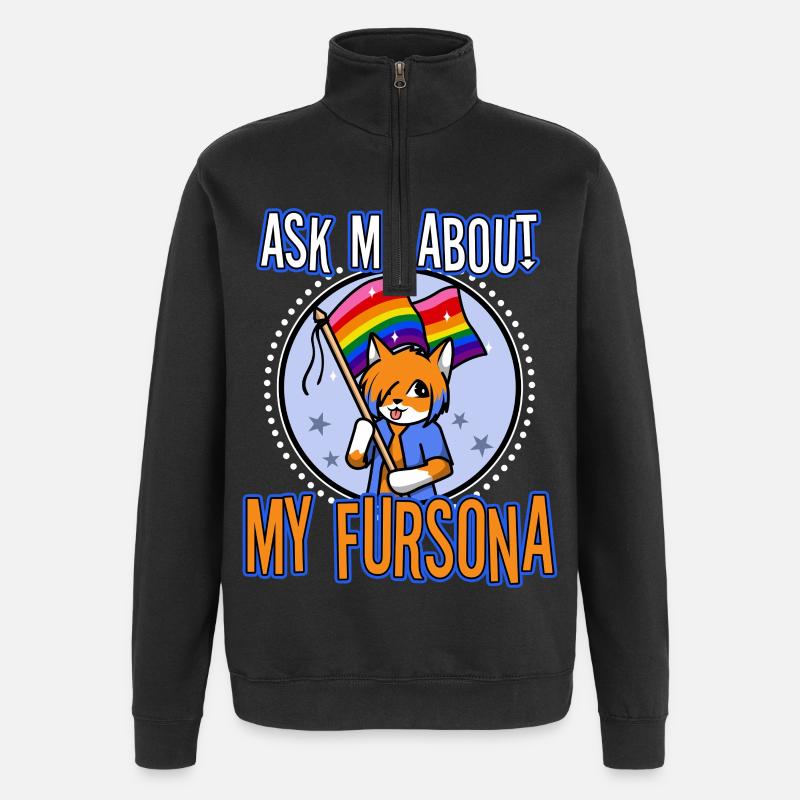 Posez-moi des questions sur mon Fursona - Sweat à zip 1/4 - noir