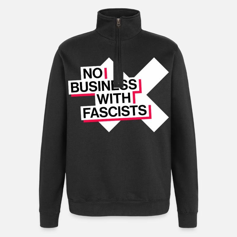 PAS D’AFFAIRES AVEC LES FASCISTES - Sweat à zip 1/4 - noir