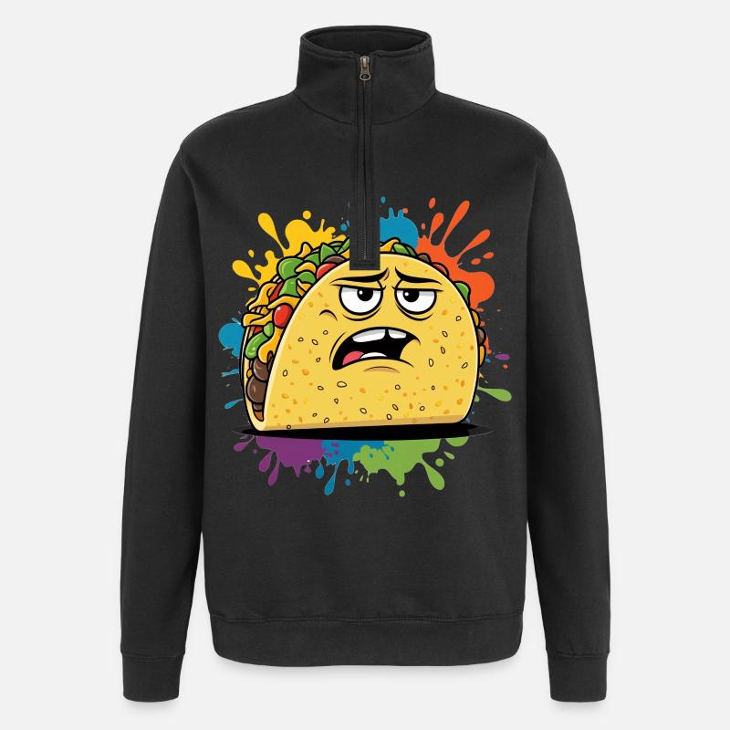 Graphique de taco élégant avec expression - Sweat à zip 1/4 - noir