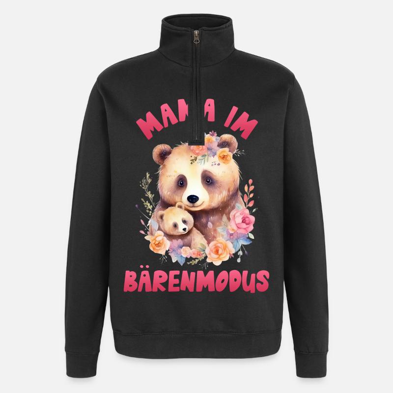 Werdende Mutter MAMA IM BÄRENMODUS Lustig - Quarter-Zip-Sweatshirt - Schwarz