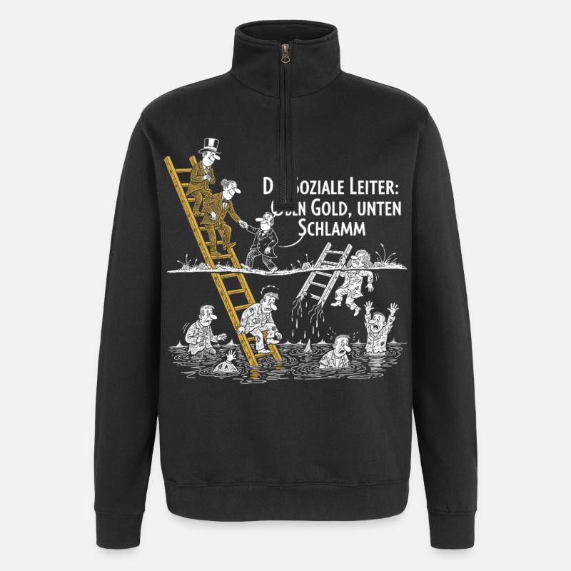 Die Soziale Leiter - Quarter-Zip-Sweatshirt - Schwarz