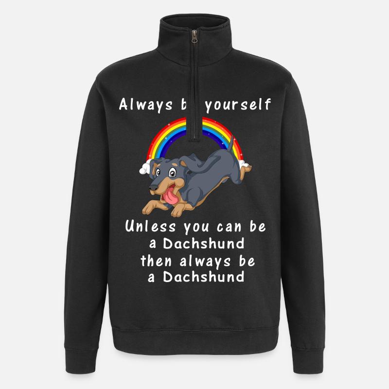 Dackel - Quarter-Zip-Sweatshirt - Schwarz