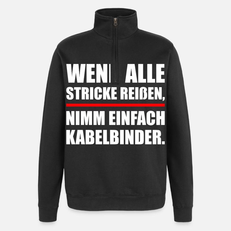 Lustige Handwerker Sprüche - Quarter-Zip-Sweatshirt - Schwarz