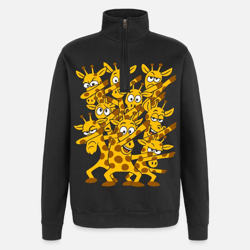 Dabbing Tanzende Giraffen - Quarter-Zip-Sweatshirt - Schwarz