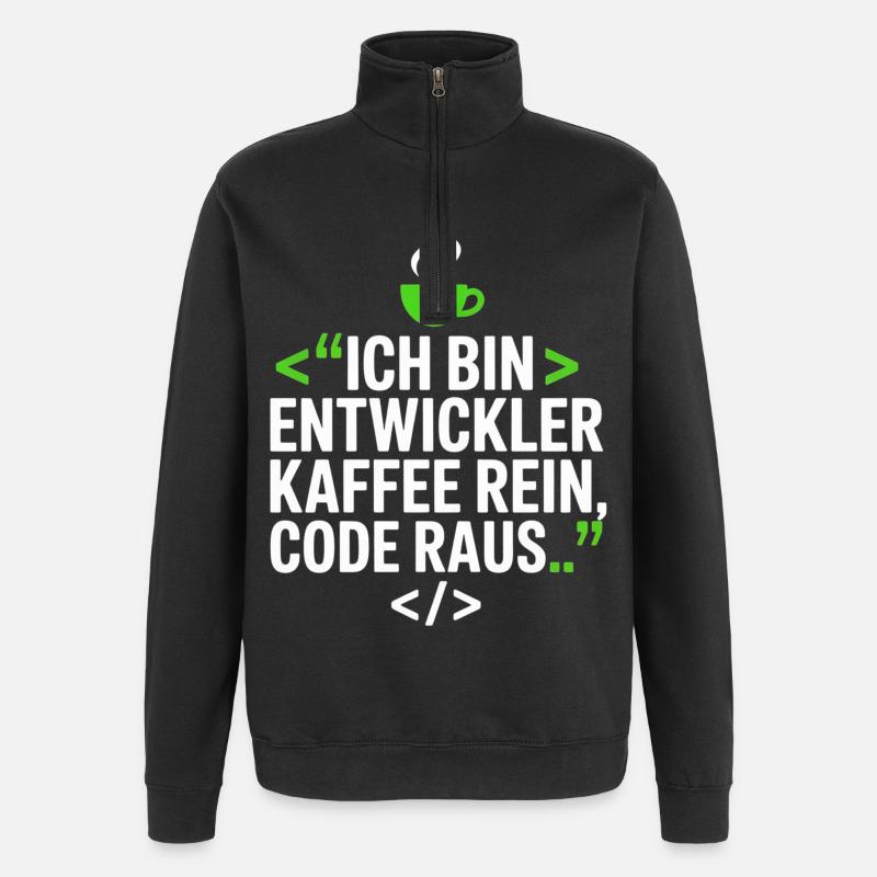 Developer Coffee Saying - Quarter-Zip Sweatshirt - black