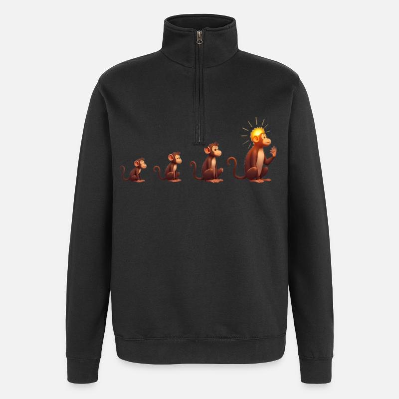 Evolution der Affen mit Sonnenkopf - Quarter-Zip-Sweatshirt - Schwarz