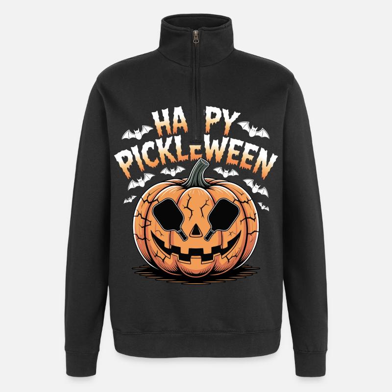 Pickleween Pickleball Playing Funny Halloween - Quarter-Zip Sweatshirt - black