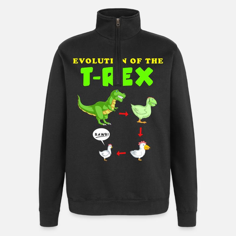 Évolution de l’illustration du dinosaure T-Rex - Sweat à zip 1/4 - noir
