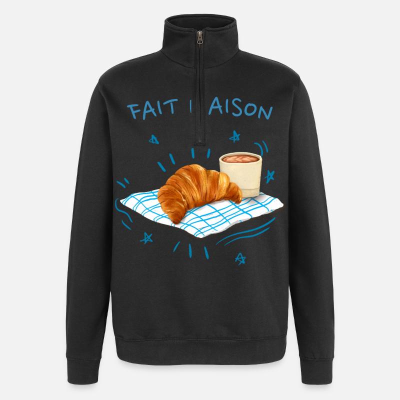 Hausgemachtes Croissant - Quarter-Zip-Sweatshirt - Schwarz