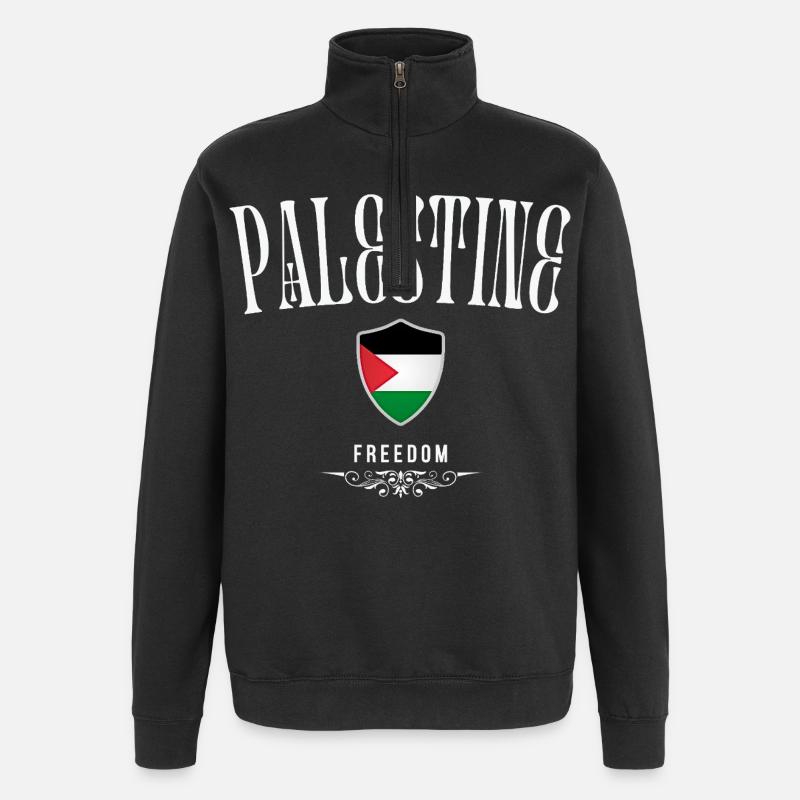 Palästina, minimalistisches, elegantes Design - Quarter-Zip-Sweatshirt - Schwarz