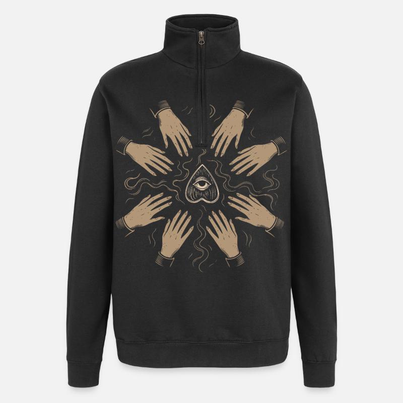 Samhain Witch Hands Ritual Mystical Motif - Quarter-Zip Sweatshirt - black
