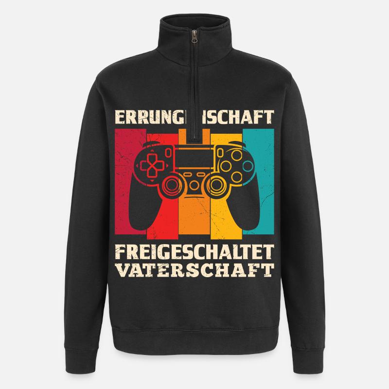 Werdender Vater ERRUNGENSCHAFT FREIGESCHALTET - Quarter-Zip-Sweatshirt - Schwarz
