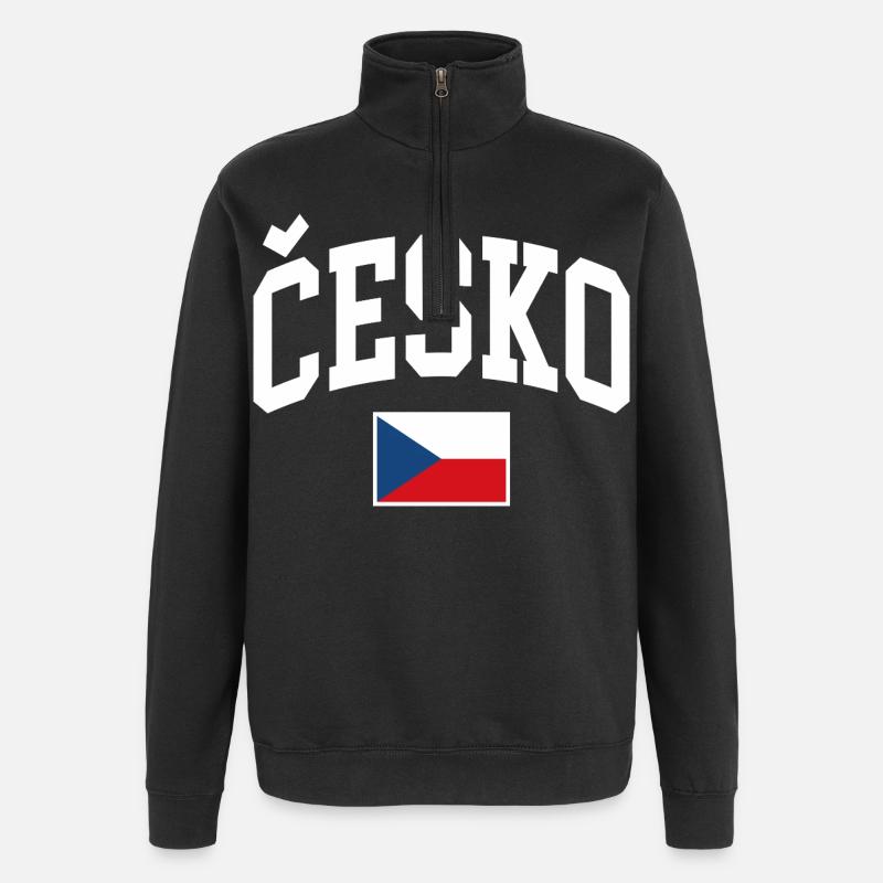 Drapeau de la République tchèque - Sweat à zip 1/4 - noir