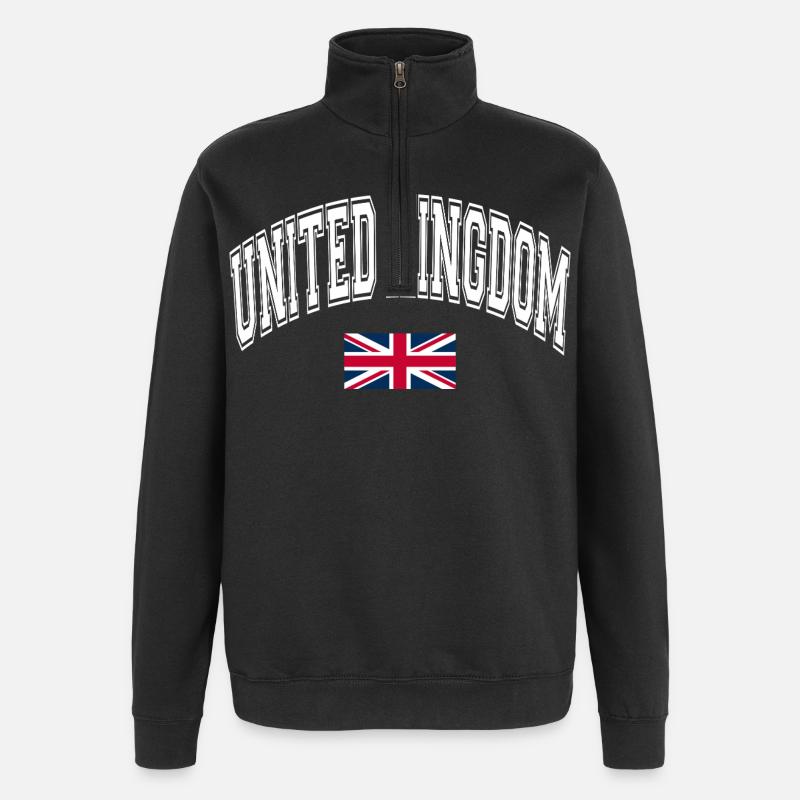 Drapeau du Royaume-Uni - Sweat à zip 1/4 - noir