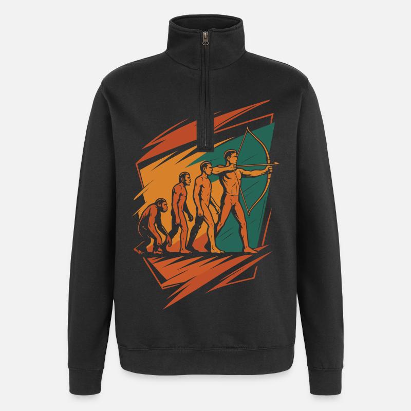 Entwicklung Des Bogenschießens Archer Bow Target - Quarter-Zip-Sweatshirt - Schwarz