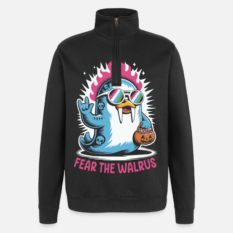Walross Punk Rocker Halloween  - Quarter-Zip-Sweatshirt - Schwarz