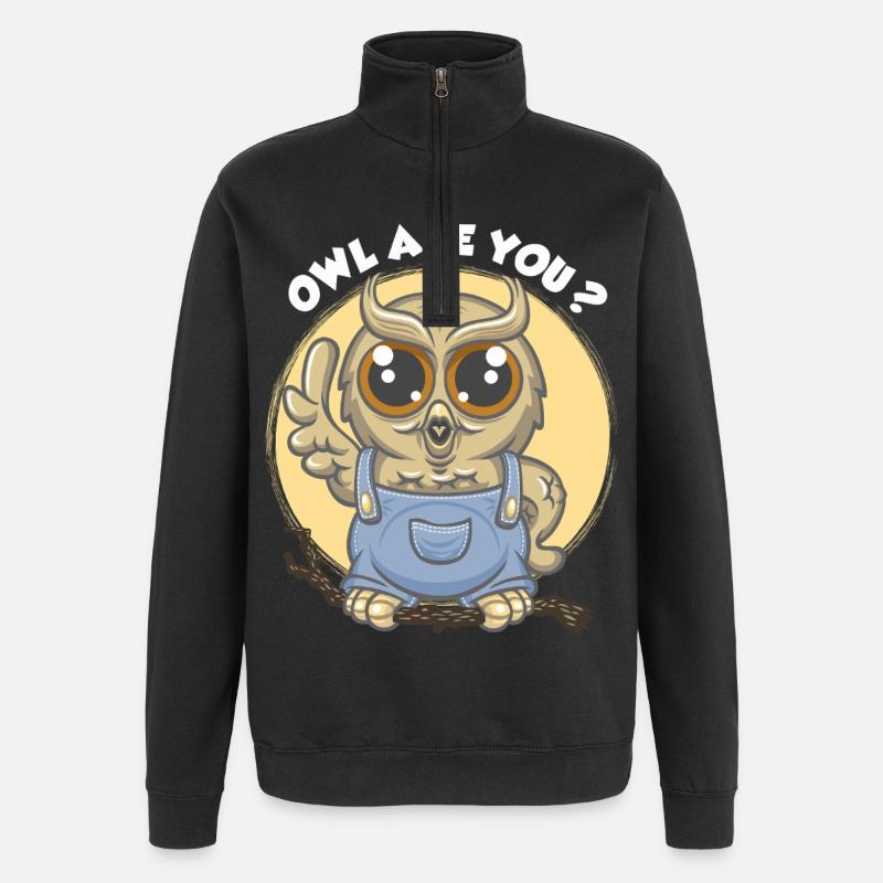 Eule bist du ? - Quarter-Zip-Sweatshirt - Schwarz