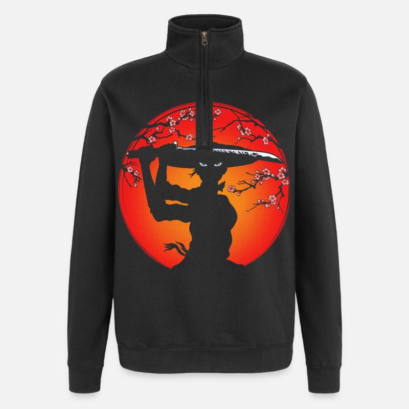 Samurai-Mädchen - Quarter-Zip-Sweatshirt - Schwarz