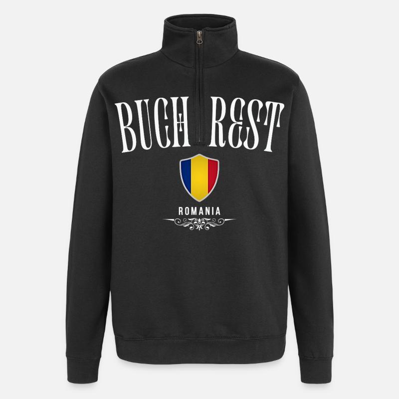 J’aime Bucarest, Bucarest Roumanie - Sweat à zip 1/4 - noir