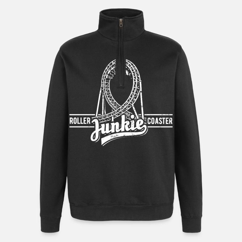 Rollercoaster Junkie - Roller Coaster - Looping - Quarter-Zip Sweatshirt - black