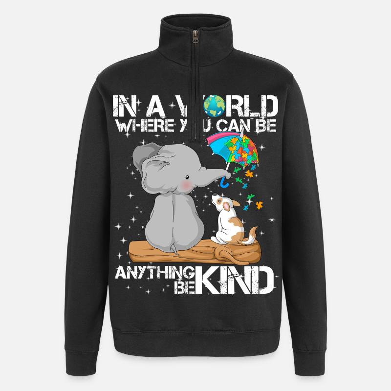 Sensibilisation à l’autisme Chien éléphant - Sweat à zip 1/4 - noir