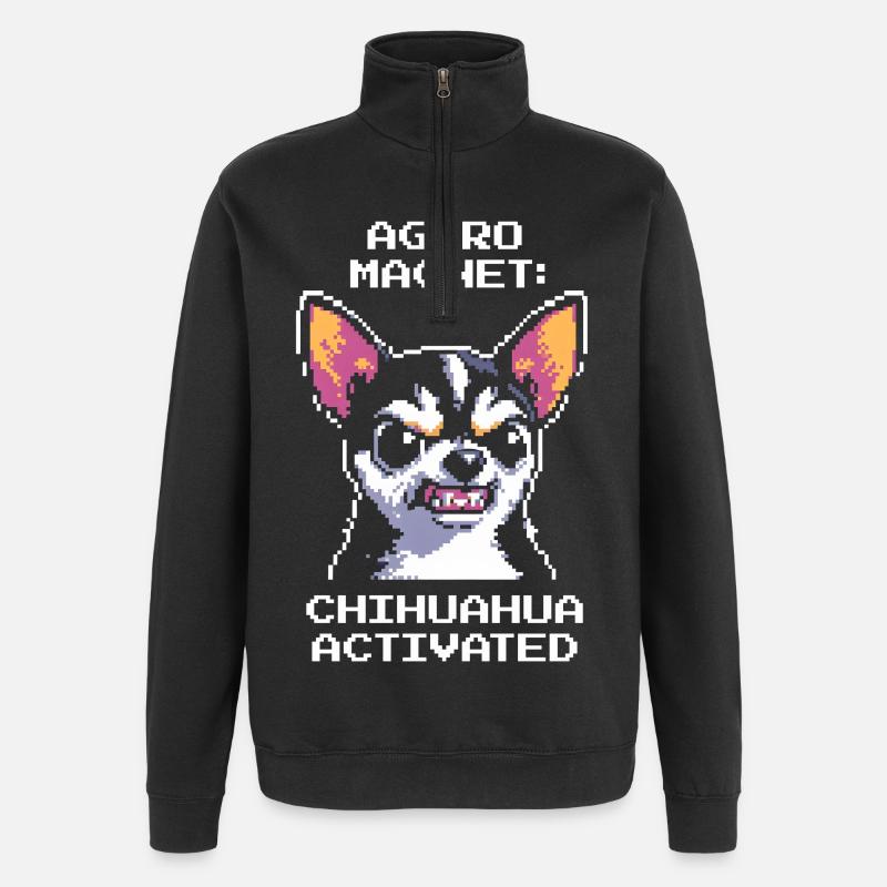 Aimant Aggro – Chihuahua activé | Chien - Sweat à zip 1/4 - noir