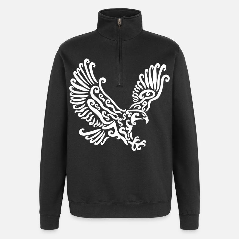 Weißer Adler - Quarter-Zip-Sweatshirt - Schwarz