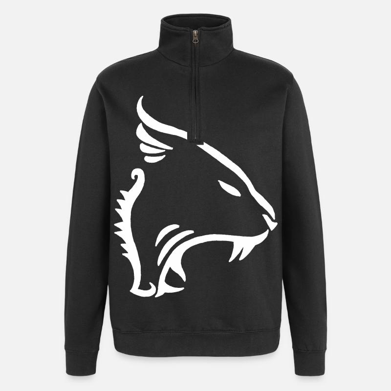 White Minimalist Lion - Quarter-Zip Sweatshirt - black