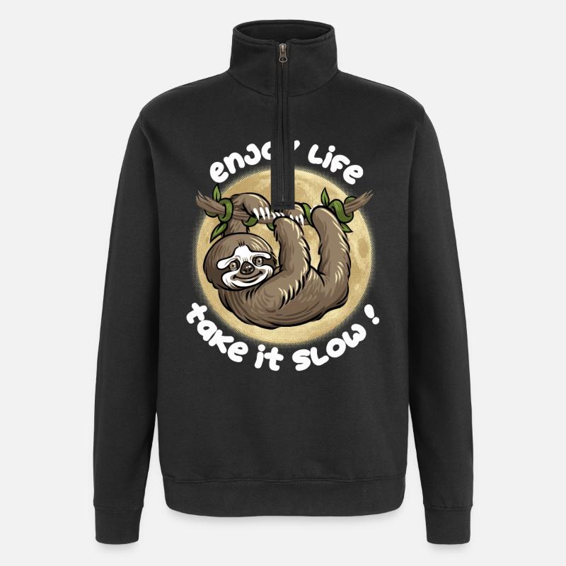 Gehen Sie es langsam an! - Quarter-Zip-Sweatshirt - Schwarz