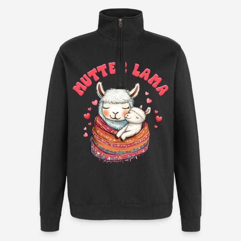 Bald Mama MAMA LLAMA MUTTER Lustiges - Quarter-Zip-Sweatshirt - Schwarz
