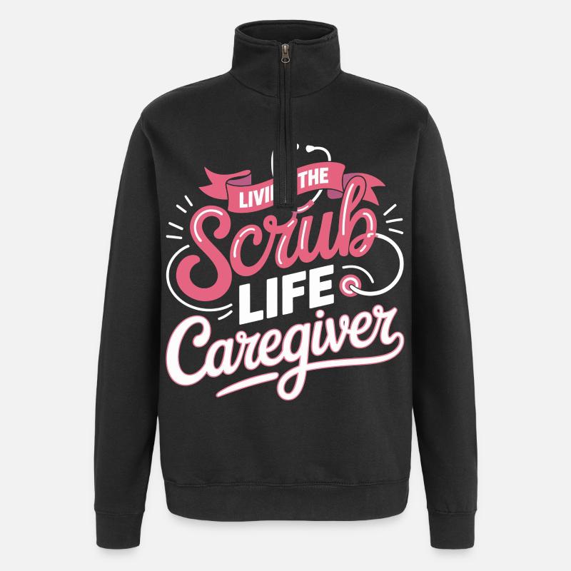Devise du soignant Scrub Life - Sweat à zip 1/4 - noir