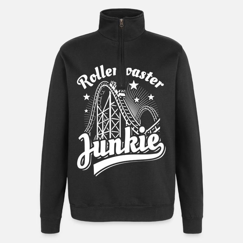 Rollercoaster Junkie - Roller Coaster - Loop - Quarter-Zip Sweatshirt - black