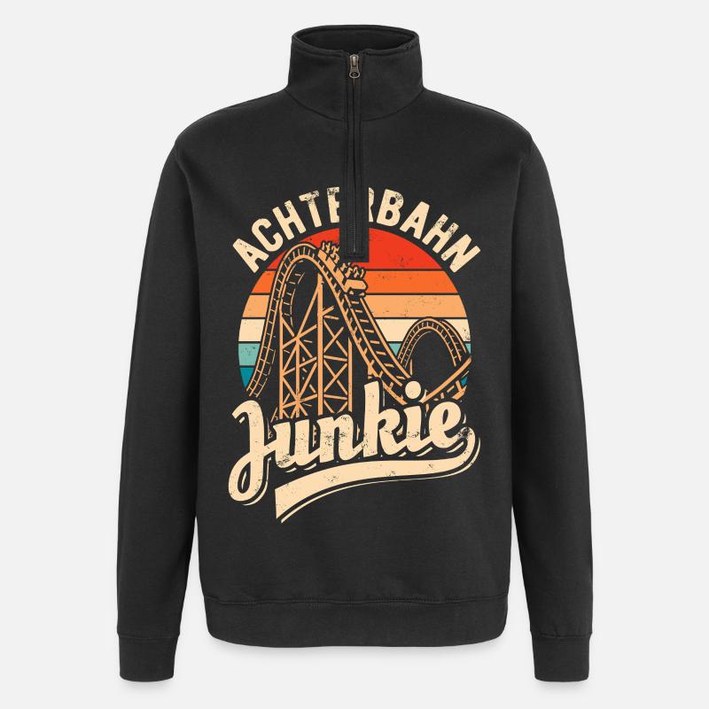 Achterbahn Junkie - Adrenalin Fan - Looping - Quarter-Zip-Sweatshirt - Schwarz