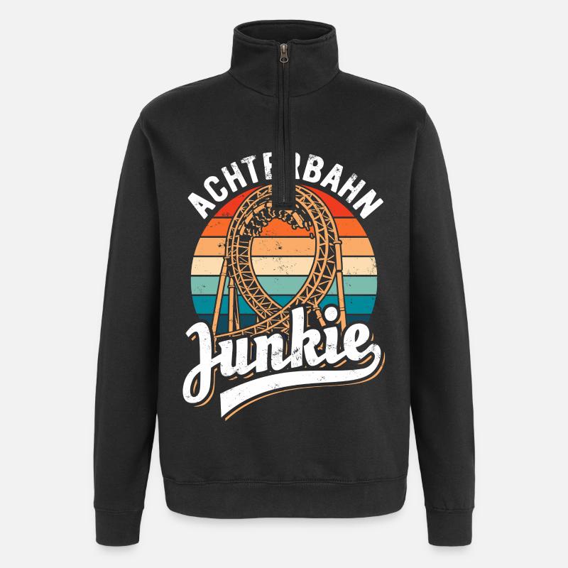 Roller Coaster Junkie - Looping - Quarter-Zip Sweatshirt - black