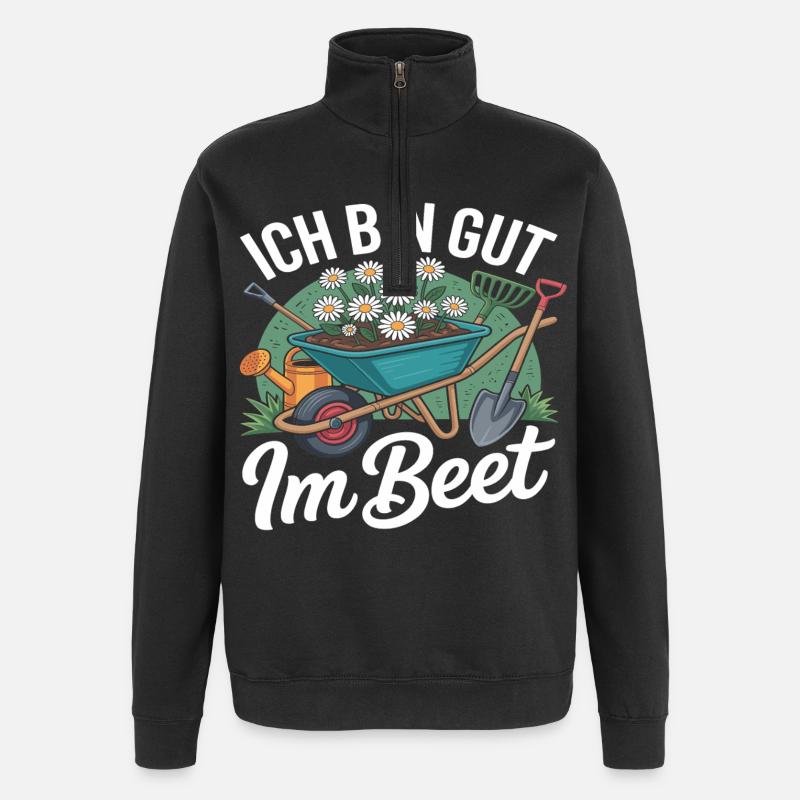 ich bin gut im beet - Quarter-Zip-Sweatshirt - Schwarz