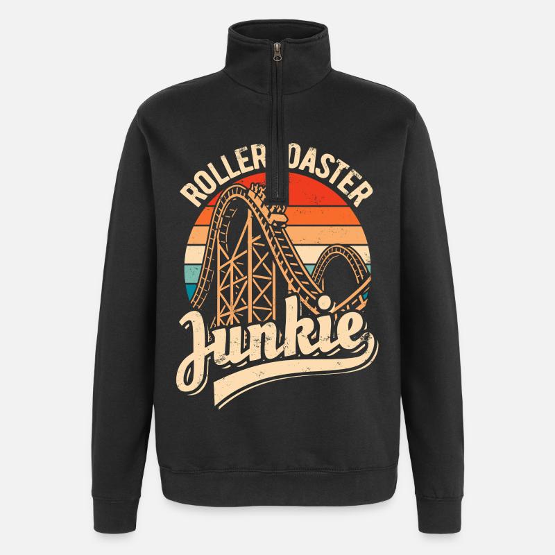 Rollercoaster Junkie - Roller Coaster - Boucle - Sweat à zip 1/4 - noir