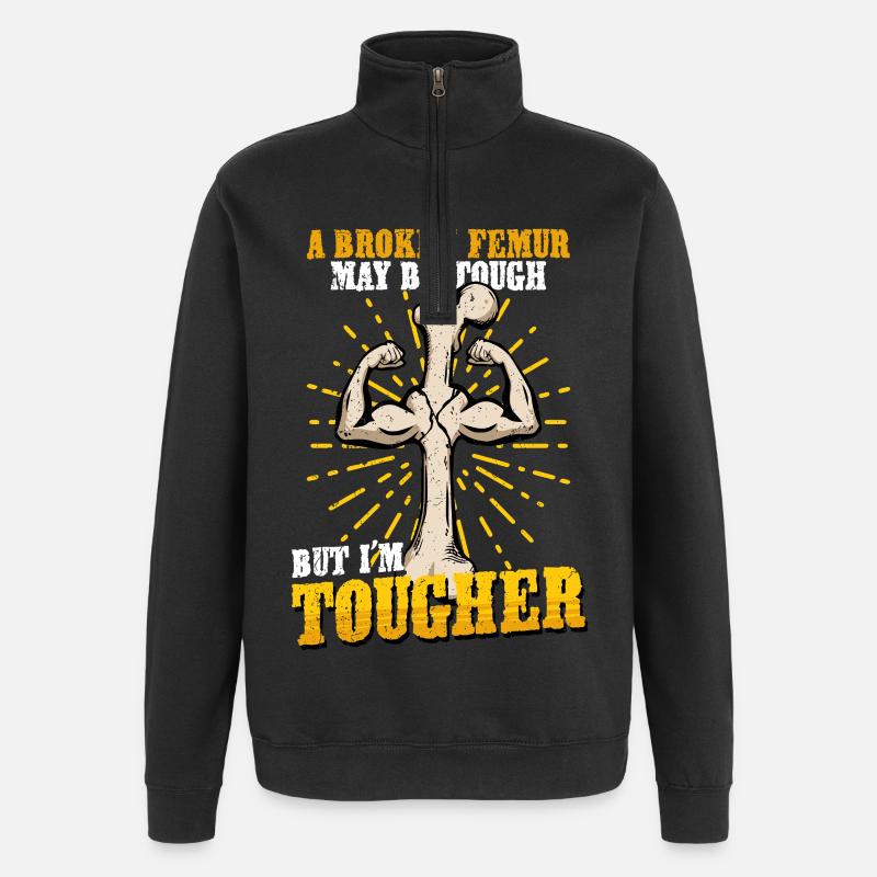 Beinbruch Gebrochener Oberschenkel - Quarter-Zip-Sweatshirt - Schwarz